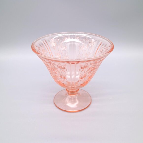 Vintage Pink Depression Glass Holder; 1930s Pink Federal Glass Candy Dish - Picture 3 of 4